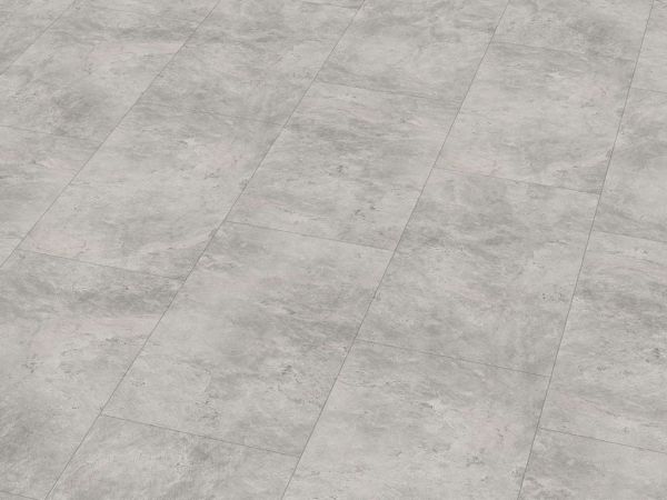 Click-Vinyl CHECK One Rahdener concrete 2153 tile in XL format with integrated impact sound underlay
